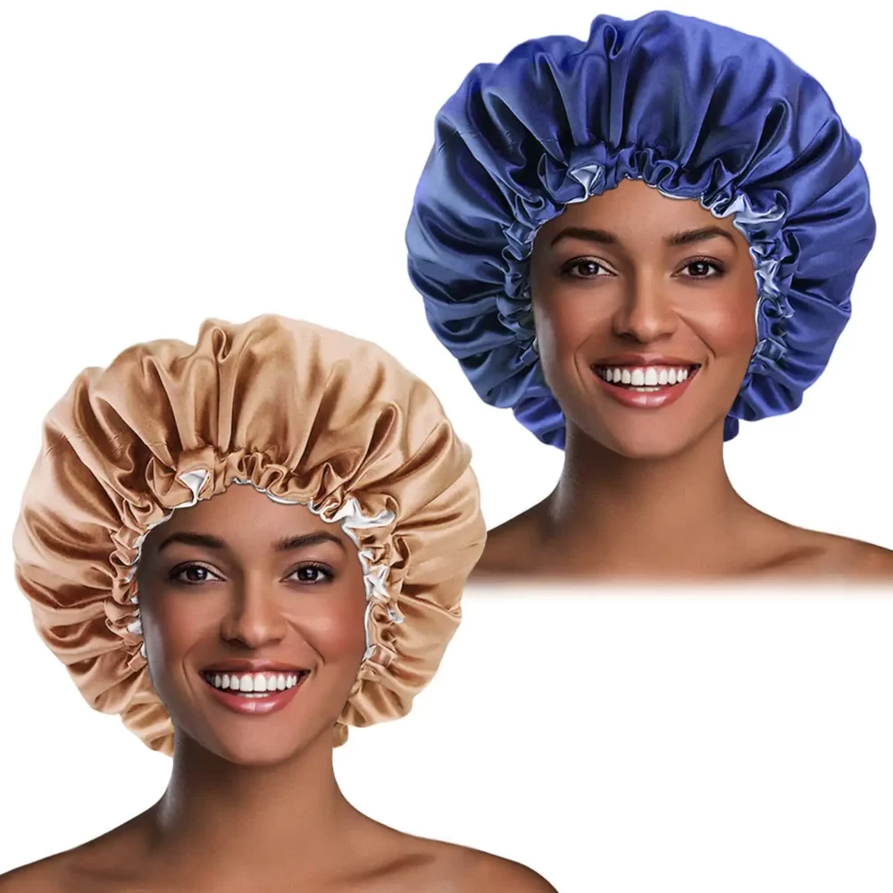 کلاه خواب ساتن ابریشم دو رو اورجینال با رنگ و طرح رندوم