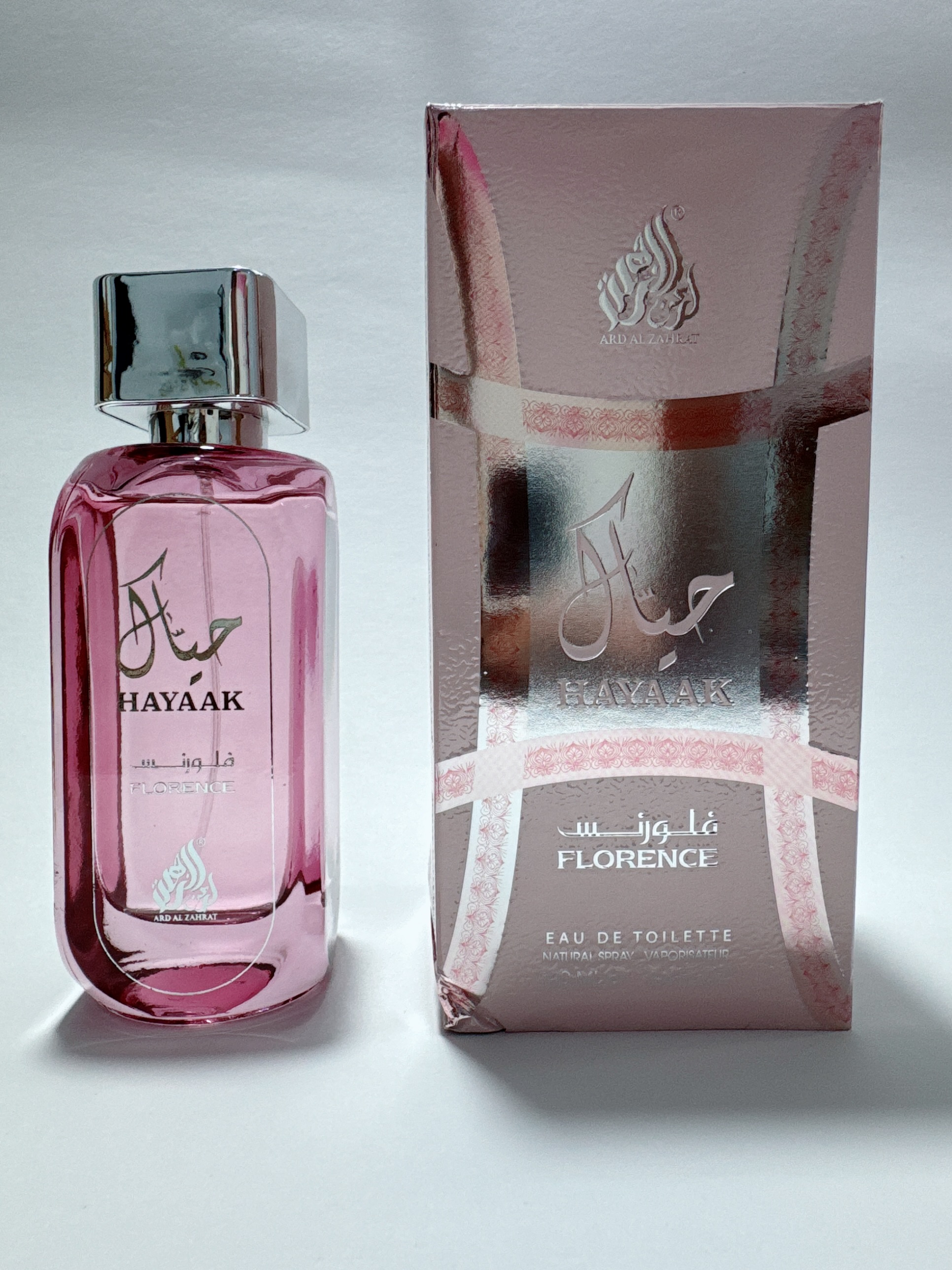 ادوپرفیوم عطر حیاک صورتی مشابه ادکلن حیاتی صورتی شرکت فلورنس florance Hayaak صد میل