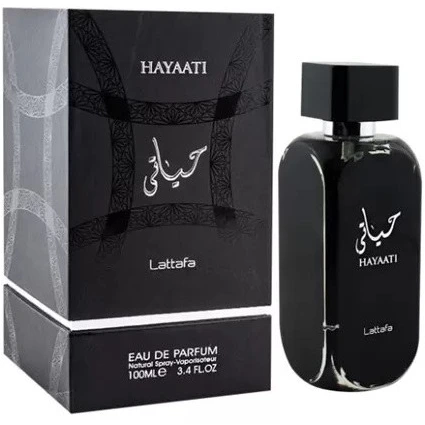 ادوپرفیوم عطر حیاتی مشکی ادکلن اماراتی صد میل لطافه Hayaati Lattafa