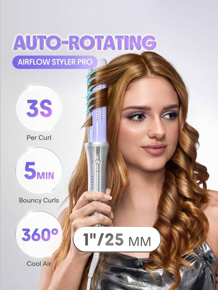 بابلیس اتوماتیک شیگلم One Touch Airflow Styler Pro مدل 25mm اورجینال فرکننده مو با جریان هوای سرد و چرخش خودکار
