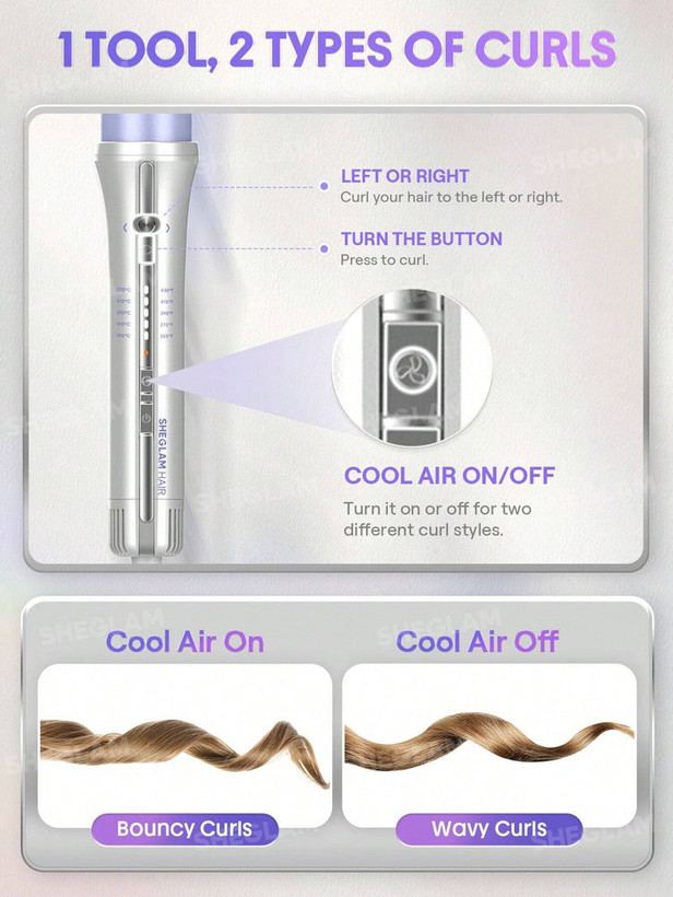 بابلیس اتوماتیک شیگلم One Touch Airflow Styler Pro مدل 25mm اورجینال فرکننده مو با جریان هوای سرد و چرخش خودکار